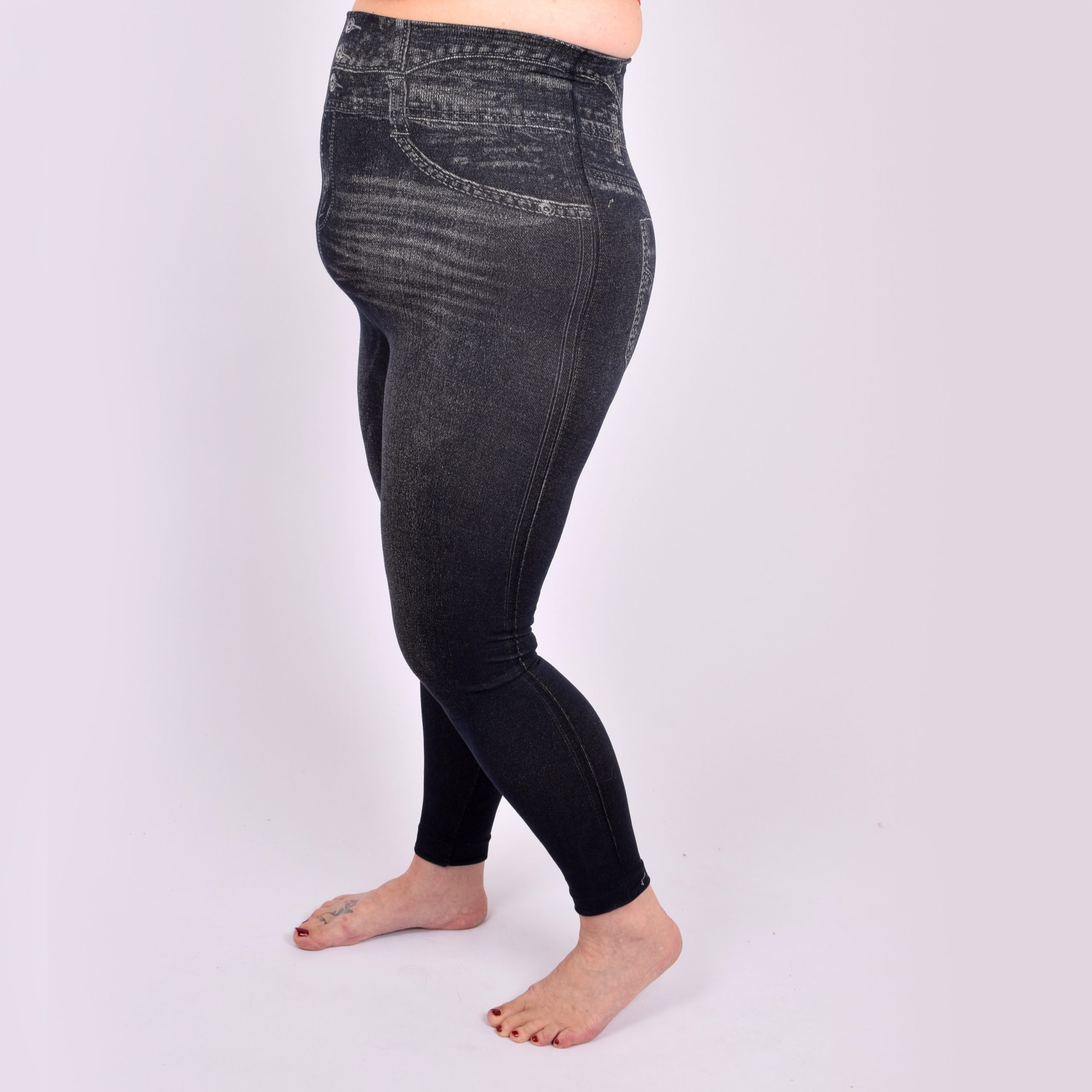 Jeansleggings med hög midja